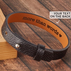 Personalized Leather Bracelet, Secret Message Bracelet, Boyfriend Anniversary Gift, Hidden Message Bracelet, CHristmas Gift for Him