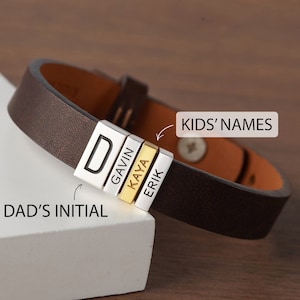 boss gift Christmas leather bracelet dad gift 2-8 name Father\u2019s Day Gift anniversary gift family name bracelet grandpa present