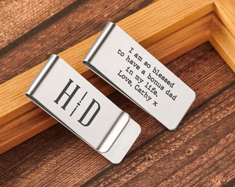 Custom Step Dad Gift, Money Clips for Bonus Dad, Engraved Money Clip, Bonus Dad Birthday Gift, Step Up Dad Gift, Step Father Christmas gift