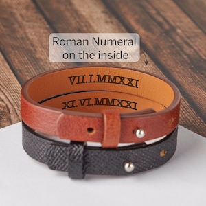 Engraved Leather Bracelet, Mens Personalized Jewelry, Anniversary Gifts For Mens, Personalised Christmas Gift , Hidden Message Bracelet