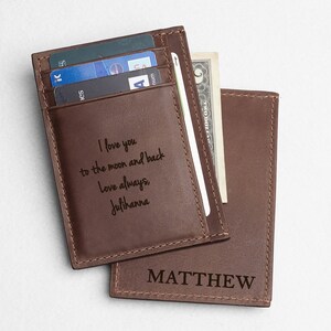 Cartera para hombre, cartera grabada, regalo para novio, cartera para marido, regalo para hombre, cartera de cuero personalizada, regalo de Navidad