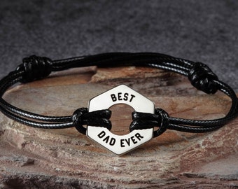 Dad Jewelry, Best Dad Bracelet, Dad Gift From Wife, Engraved Daddy Bracelet, Personalized Birthday Gift From Kid, Custom Gift For Dad