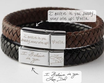 Bracelet personnalisé pour hommes, cadeau de bracelet commémoratif, cadeaux de la Saint-Valentin pour lui, bracelet signature pour lui, cadeau de deuil