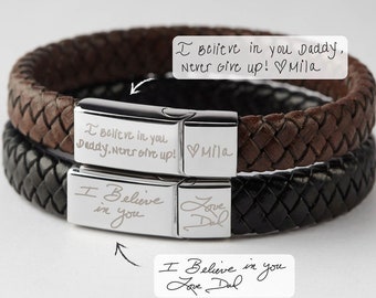 Personalized Bracelet For Men, Memorial Bracelet Gift, Valentine&#39;s Day Gift, Signature Bracelet For Him, Bereavement Gift