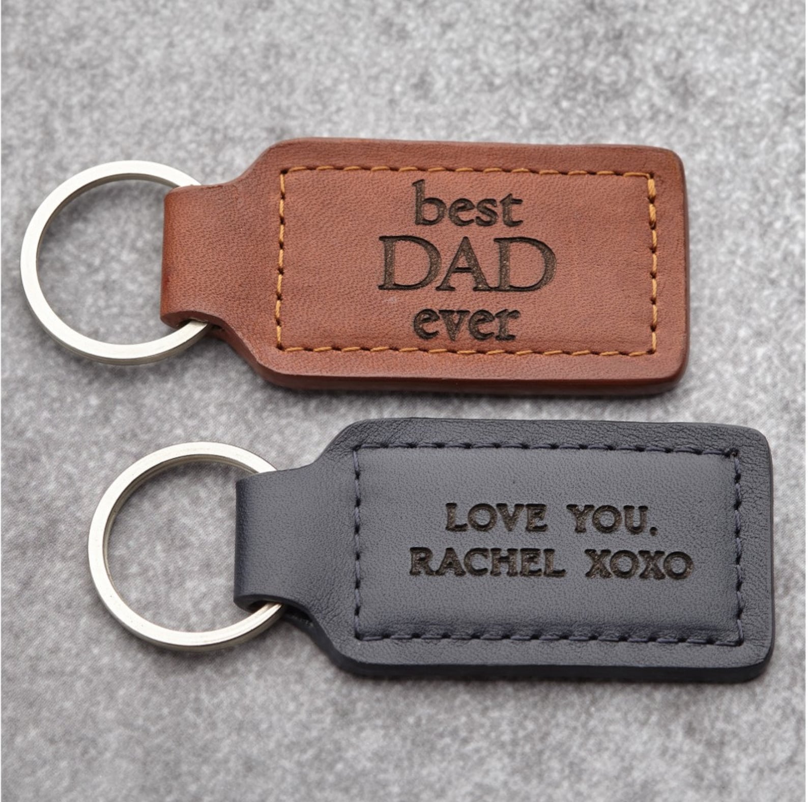 Dad Leather Keychain Father Day Gift from Kids Keychain For Etsy