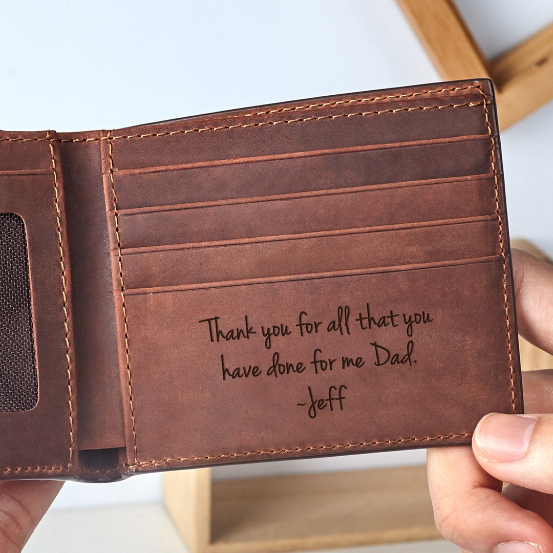 Dad Leather Wallet Dad Gift Ideas Wallet From Daughter Gift Etsy