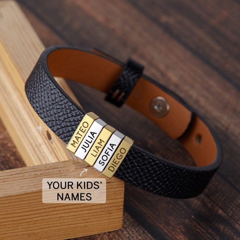 Father's Day Gift From Kids, Dad Bracelet with Kid Names, Dad Gift from Daughter, Personalized Men Bracelet, Dad Gift From Wife, Daddy Gift image 5