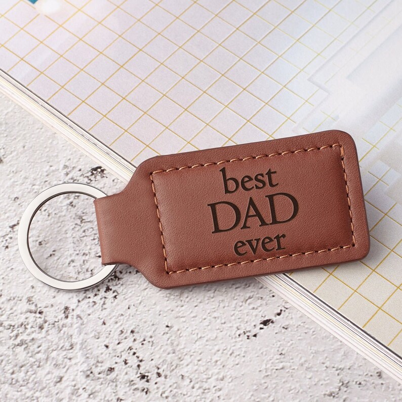 Dad Leather Keychain Father Day Gift from Kids Keychain For | Etsy