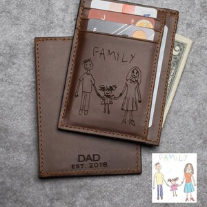 Cartera de papá grabada, regalo de papá de niño, regalo de dibujo de niño, regalo de arte de niño, idea de regalo del día del padre, regalo de arte de niños, regalo de papá de hija