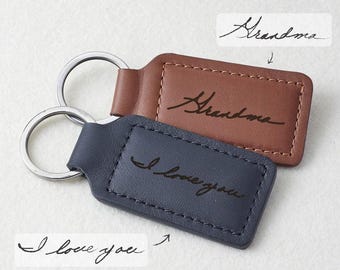 Handwriting Keychain Men, Memorial Keychain, Memorial Birthday Gift, Love One Handwriting, Engraved Dad Signature,Custom Signature Keychain