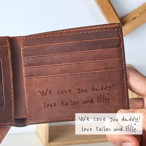 Kinder Zeichnung Brieftasche, benutzerdefinierte Papa Geschenk von Kindern, Kinder Kunstwerk Geschenk, Kinder Handschrift Brieftasche, Geburtstag Papa Geschenk, echte Kinder Zeichnung Geschenk