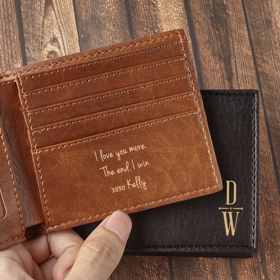 Engraved Leather Wallet Custom Wallet for Husband Etsy
