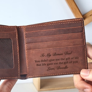 Step Dad Wallet, Bonus Dad Birthday Gift, Gift For Step Dad, Step Father Day Gifts, Stepdad Gift, To My Bonus Dad, Stepfather Wallet