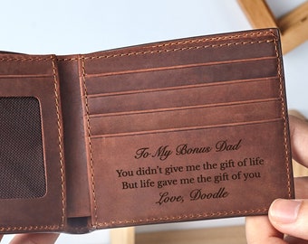 Step Dad Wallet, Bonus Dad Birthday Gift, Gift For Step Dad, Step Father Day Gifts, Stepdad Gift, To My Bonus Dad, Stepfather Wallet
