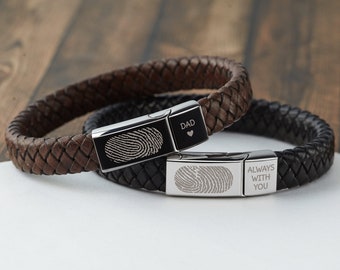 Bracelet d’empreintes digitales pour hommes, bracelet d’empreintes digitales réelles, bracelet commémoratif d’empreintes digitales, à la mémoire de maman papa, cadeau d’anniversaire pour lui