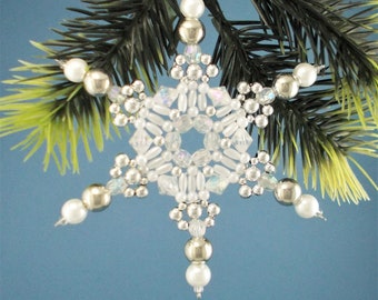 White and Silver Snowflake Ornament - 019