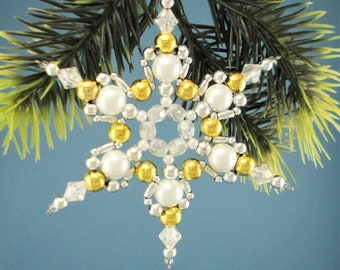 White, Gold, and Silver Snowflake Ornament - 018