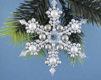 White and Silver Snowflake Ornament - 008