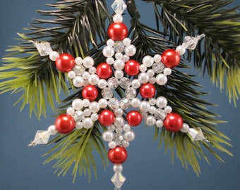 Red and White Snowflake Ornament - 043