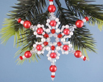 Red and White Snowflake Ornament - 044