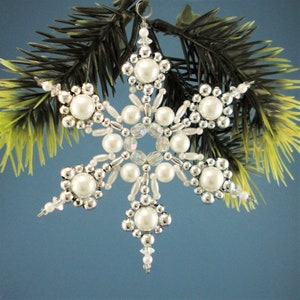 White and Silver Snowflake Ornament - 017