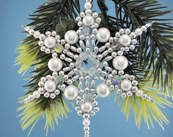 White and Silver Snowflake Ornament - 007