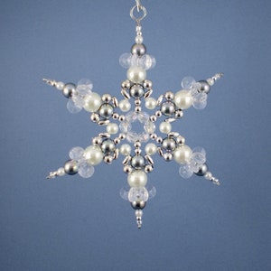 White Silver and Gray Snowflake Ornament 009 image 2