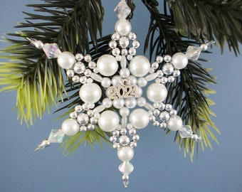 2024 Limited Edition White and Silver Snowflake Ornament - 2024