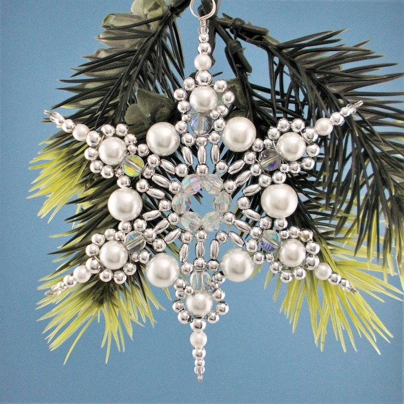 White and Silver Snowflake Ornament 007 image 2