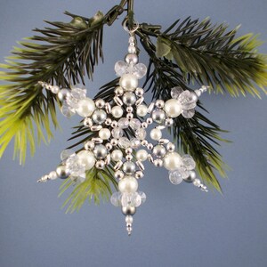 White Silver and Gray Snowflake Ornament 009 image 3