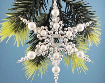 White and Silver Snowflake Ornament - 003