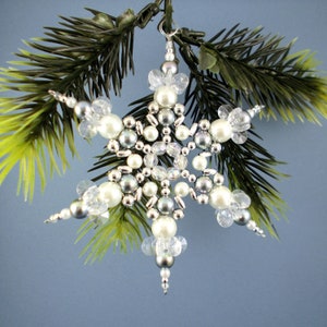 White Silver and Gray Snowflake Ornament 009 image 1