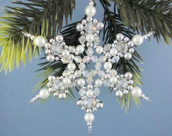 White and Silver Snowflake Ornament - 014