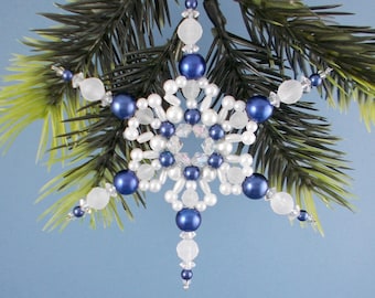 Blue and White Snowflake Ornament - 074