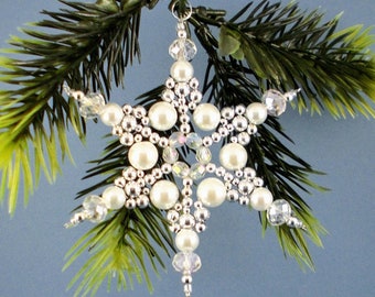 White and Silver Snowflake Ornament - 010