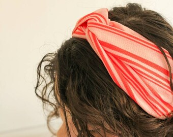 Striped Coral Headbands Women / twist headband / turban headband  / hairband/ pink headband/ headband