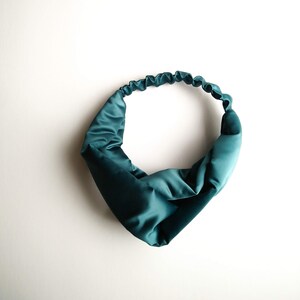 Teal Satin Headbands Women / twist headband / turban headband / glam headband / Satin headband / hairband image 3