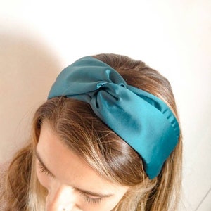Teal Satin Headbands Women / twist headband / turban headband / glam headband / Satin headband / hairband image 1