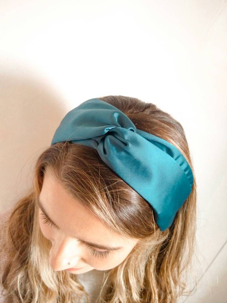 Teal Satin Headbands Women / twist headband / turban headband / glam headband / Satin headband / hairband image 1