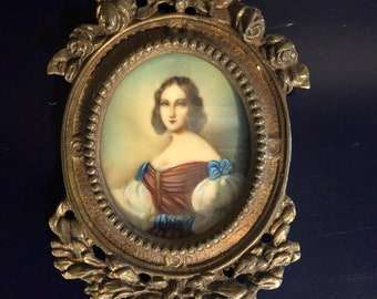 Superb Miniature On Ivory Bronze Frame /1900