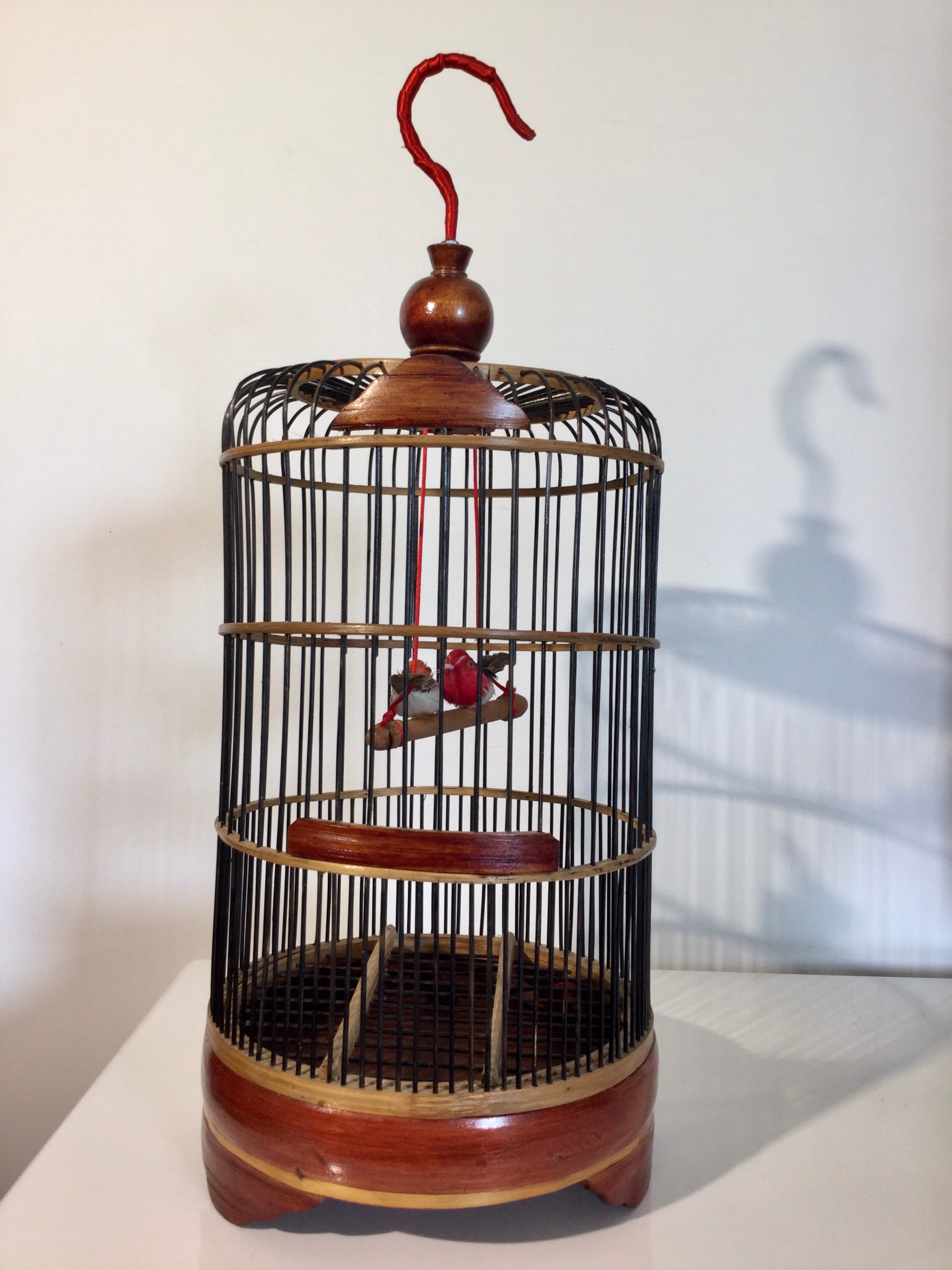 Superb Oriental Cage A Chinese Birds Bamboo Vintage Wood Etsy