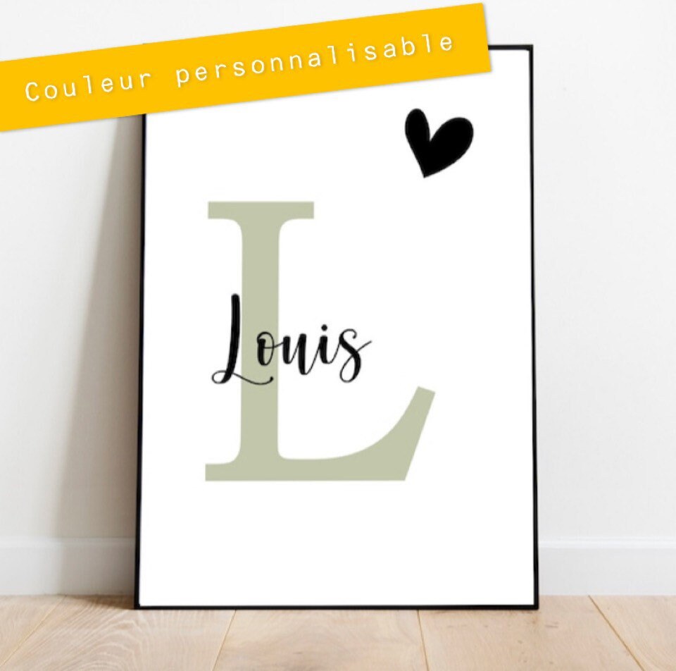 Affiche Prénom Bébé Personnalisée Lettre - Affiche Naissance Cadeau à Imprimer
