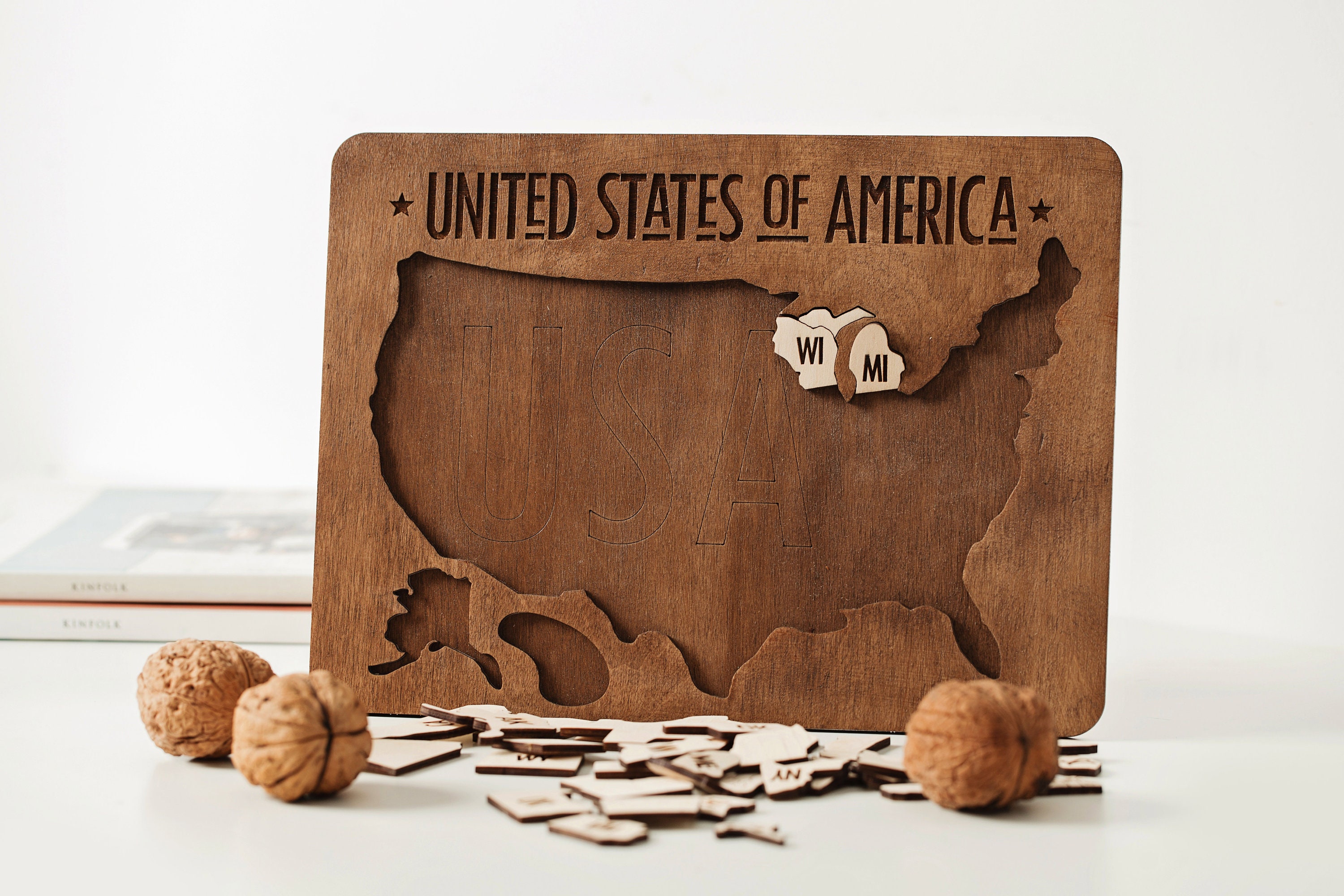 USA Map Puzzle, Wooden Puzzle, Map of the united states, Montessori Pu –  SensoryPlay Store