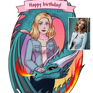 Retrato personalizado, amigo dragão, desenho digital de fantasia personalizado. Formatura, aniversário, dia do nome, presente de família para ocasião do dia das mães