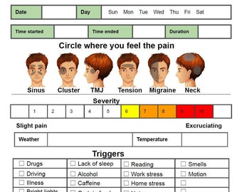 Migraine Tracker | Symptom Log | Printable PDF | Instant Download