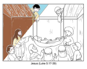 Sunday School Bible Coloring Pages, Jesus heals paraplegic