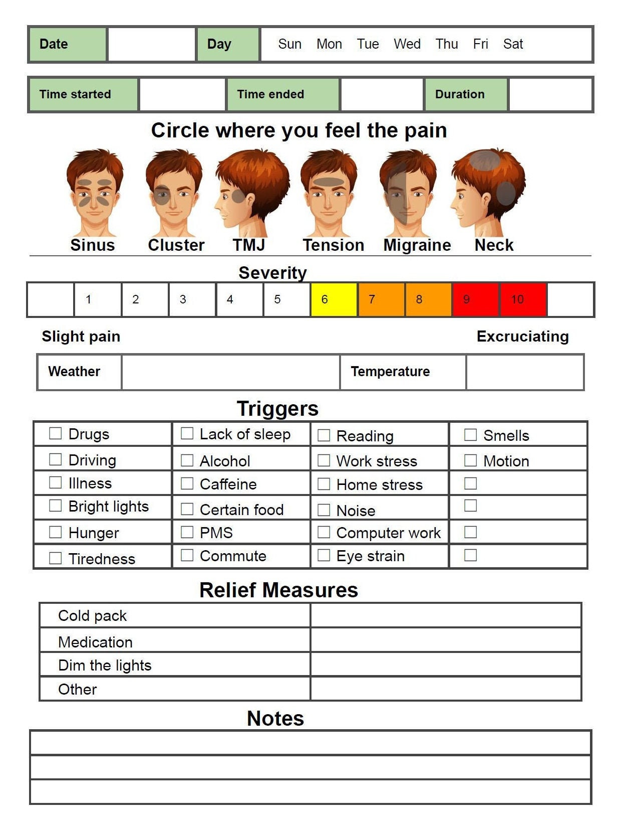 migraine-tracker-symptom-log-printable-pdf-instant-download-etsy