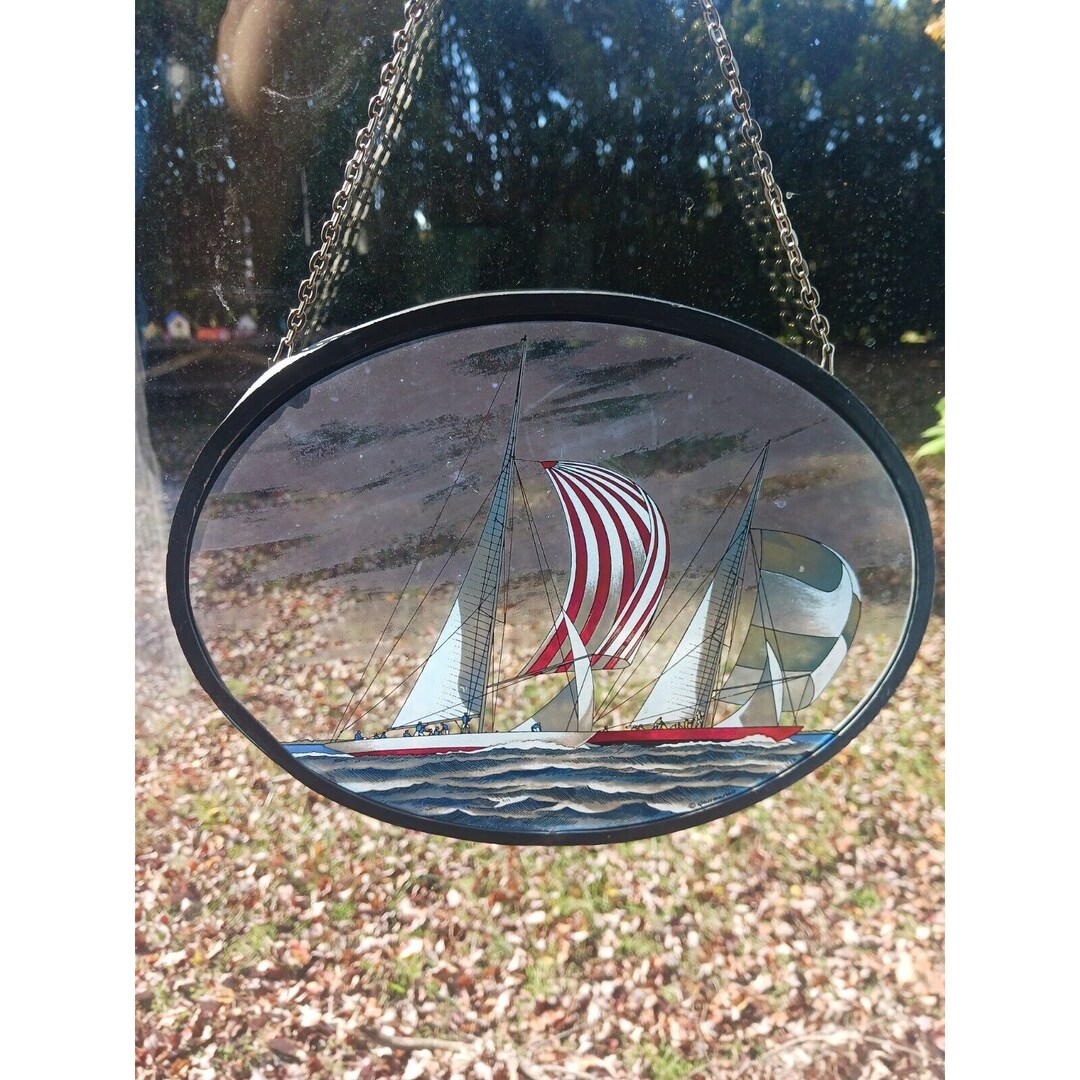 Glassmasters Suncatcher Sailboats Races Nautical Home Decor Etsy