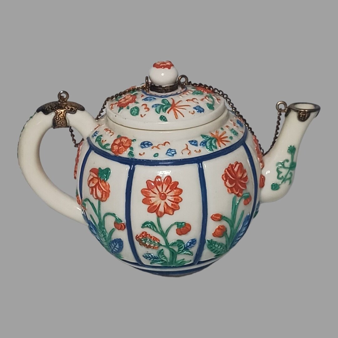 Nini Miniature Teapot Hand Painted Floral Vintage Etsy