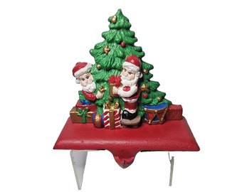 Cast Iron Christmas Stocking Hanger Holder Santa Clause Tree Toys Holiday Decor